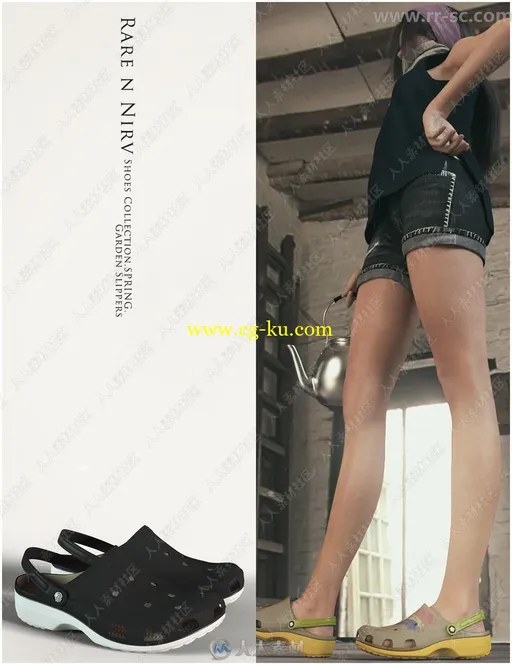 4种款式多种颜色女性鞋子3D模型的图片1
