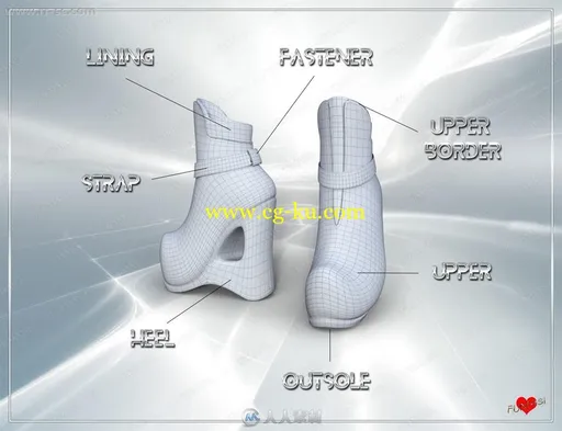 时尚女性未来主义多种底纹颜色高跟鞋3D模型的图片4