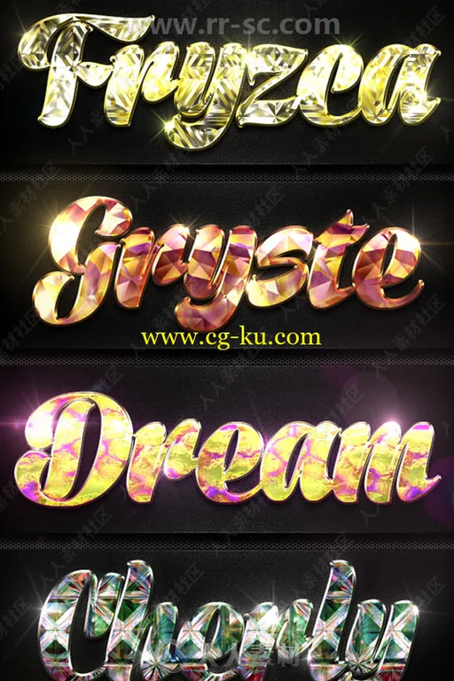 60组不同颜色耀眼3D字体特效PSD字模合集的图片1