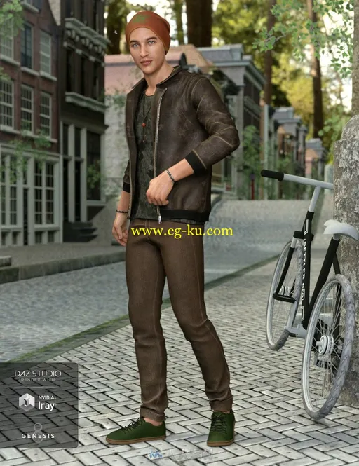 时尚潮流男性长袖长裤套装3D模型合集的图片2