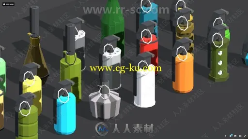 完美多边形风格低手榴弹3D武器道具Unity游戏素材资源的图片1