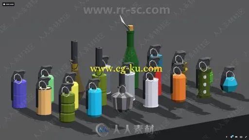 完美多边形风格低手榴弹3D武器道具Unity游戏素材资源的图片3