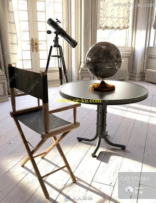 逼真牛顿反射望远镜道具3D模型的图片2