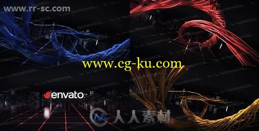 城市夜景多种颜色数字丝带logo动画演绎AE模板的图片2