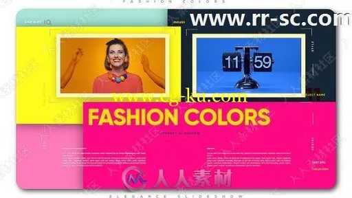 时尚色彩鲜艳几何撞色幻灯片AE模板的图片3