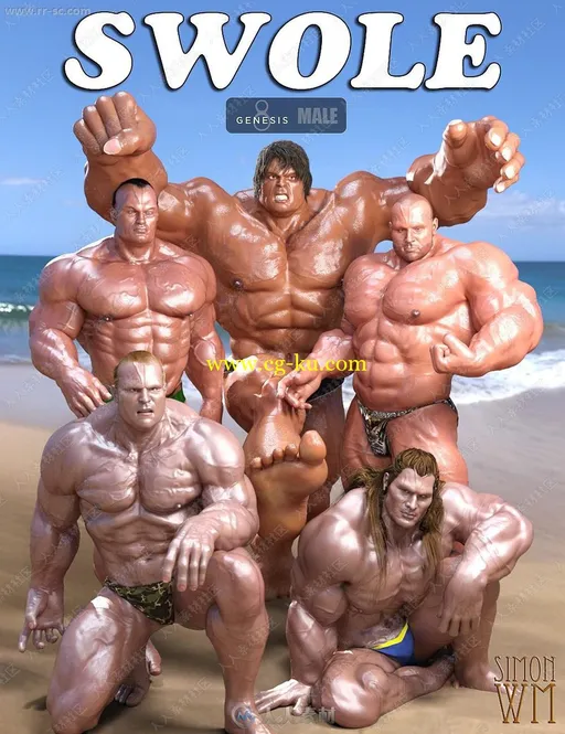 各种发达肌肉重量级健美运动员3D模型的图片1