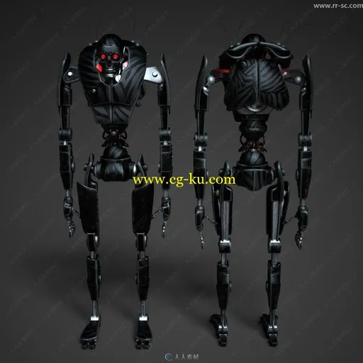 多种纹理机器人精美细节展示3D模型的图片3