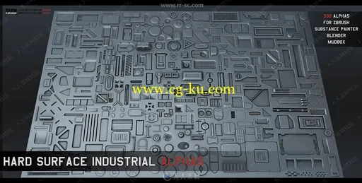 320组ZBrush与Substance硬表面alphas透明通道凹凸深度贴图合集的图片3