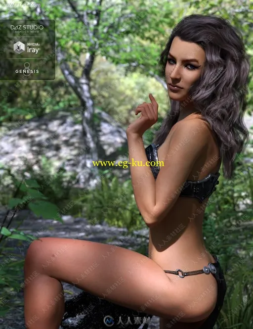 多组妆容唇色指甲漂亮罗马女人橄榄色皮肤苗条身材3D模型的图片1