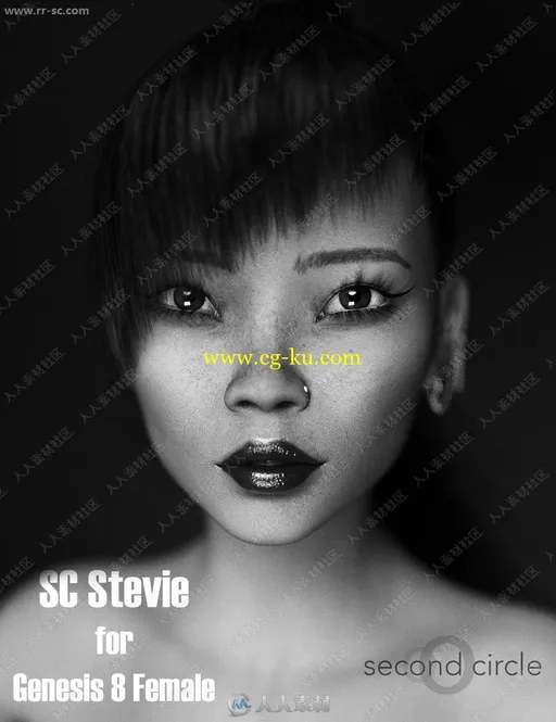 纤瘦俩组叛逆乖巧女孩眼部唇部妆容3D模型的图片1