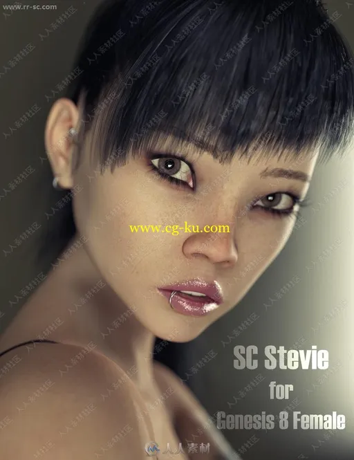 纤瘦俩组叛逆乖巧女孩眼部唇部妆容3D模型的图片2