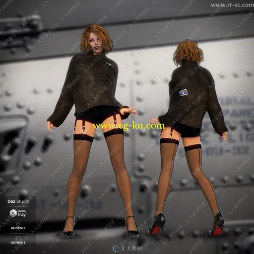 飞行员服装造型与火箭细节展示3D模型的图片2