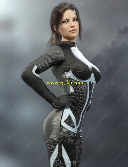 不同颜色女性连体航空紧身衣套装3D模型合集的图片1