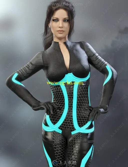 不同颜色女性连体航空紧身衣套装3D模型合集的图片2