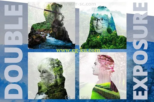 春季人物景物透视双重曝光艺术特效PS模板的图片2