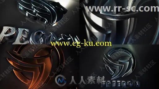 干净优雅反光金属Logo演绎动画AE模板的图片1