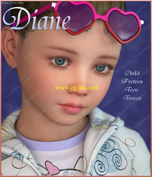 可爱花样小女孩多组造型服装3D模型的图片1