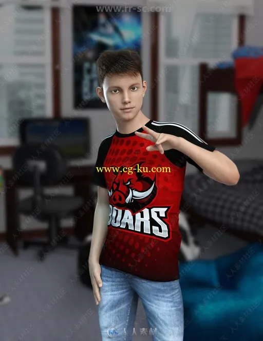 不同年龄段男性青少年眼球肤色状态3D模型合集的图片1