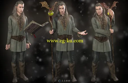 智慧巫师施法姿势与魔术道具3D模型合集的图片2