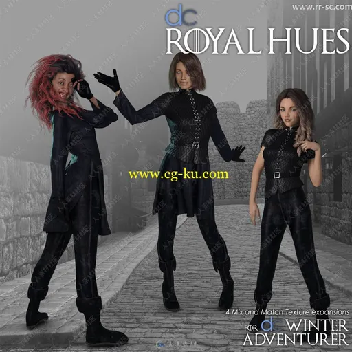 4种颜色帅气女性压花皮革服装3D模型的图片3