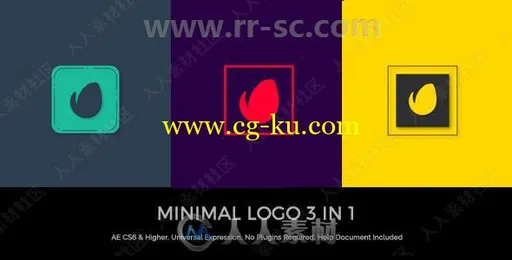 3组不同颜色简单迷你LOGO动画演绎AE模板合集的图片1