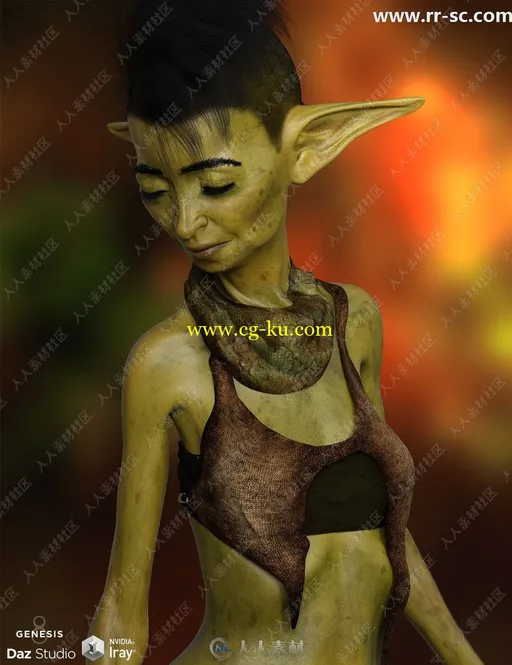 丑陋瘦弱肮脏尖耳朵怪物角色3D模型的图片7