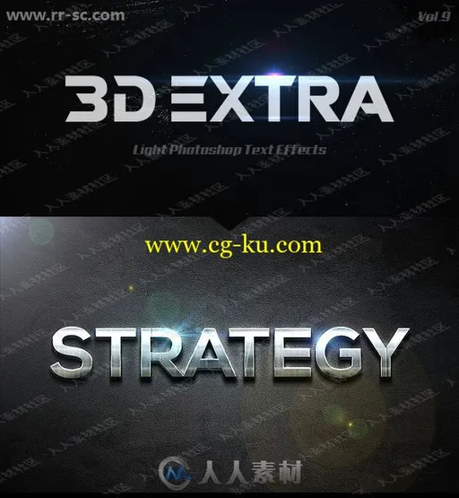 3D闪耀金属质感光晕艺术特效PSD字模第九季的图片1