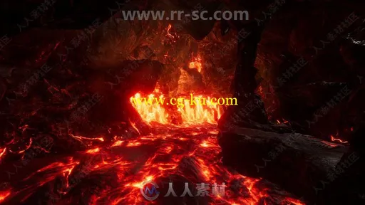 逼真形象火红色熔岩与火山环境Unity游戏素材资源的图片1