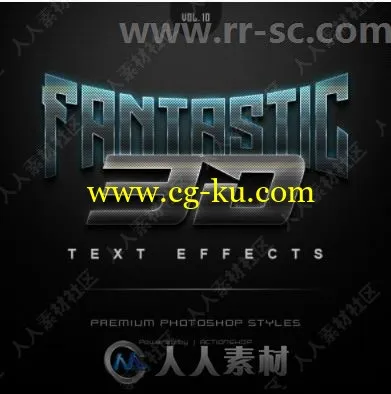 3D时尚暗色系光泽金属质感艺术特效PSD字模第十季的图片1