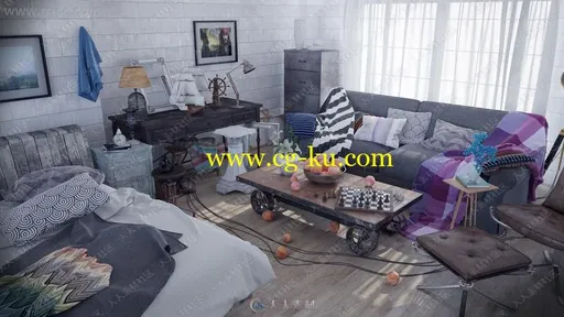 Vray与C4D工业风格室内可视化渲染练视频教程的图片1