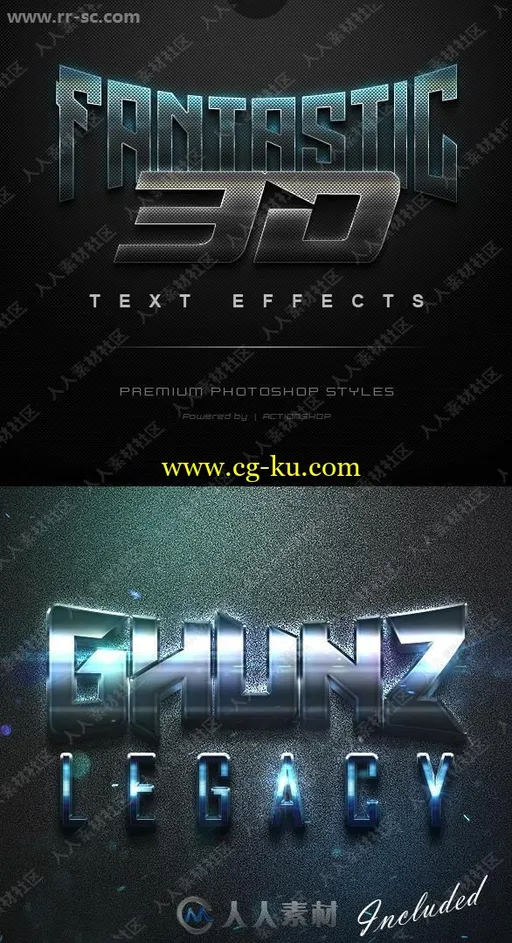 3D时尚暗色系光泽金属质感艺术特效PSD字模第六季的图片1