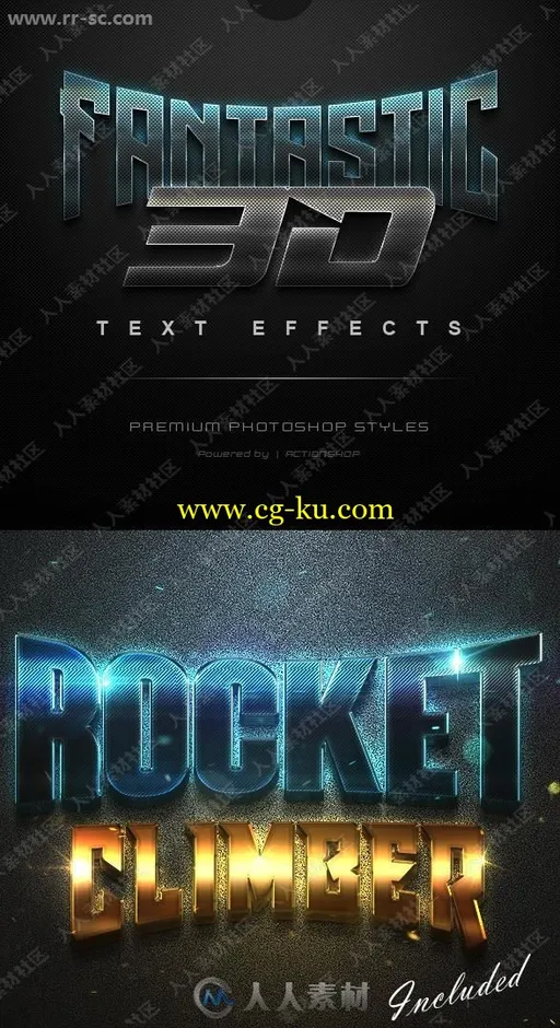 3D时尚暗色系光泽金属质感艺术特效PSD字模第三季的图片1