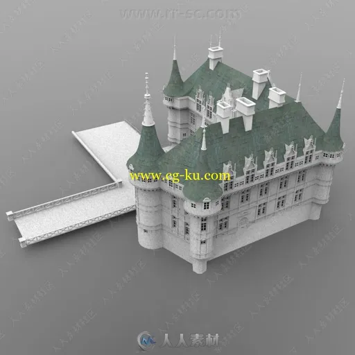 干净豪华城堡别墅酒店建筑景观3D模型合集的图片3