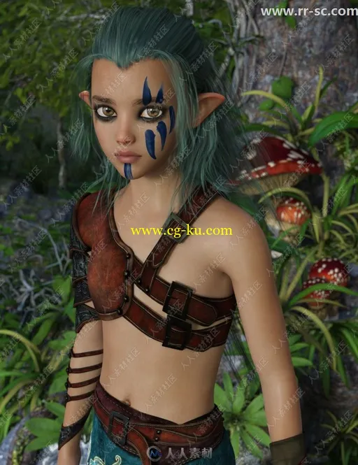 22种面部彩绘多种服装造型动漫角色3D模型的图片1