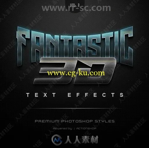 3D时尚暗色系光泽金属质感艺术特效PSD字模第二季的图片1