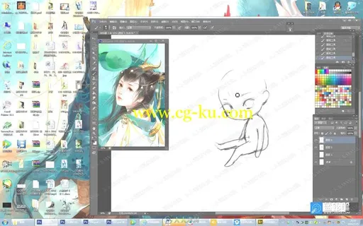古风画师痕迹指尖糖人物插画PS高级视频教程的图片2