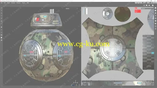 3Ds Max和Substance Painter制作星球大战机器人Droid模型视频教的图片3