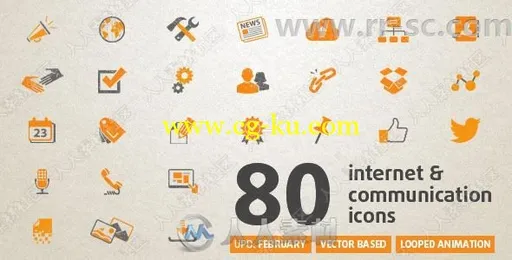 80个简单常用互联网图标动画AE模板的图片1