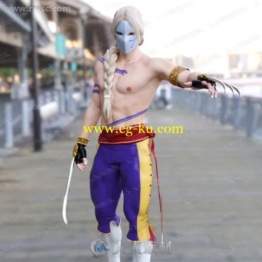 杀气面具男狼爪武器皮肤道具头发3D模型的图片2