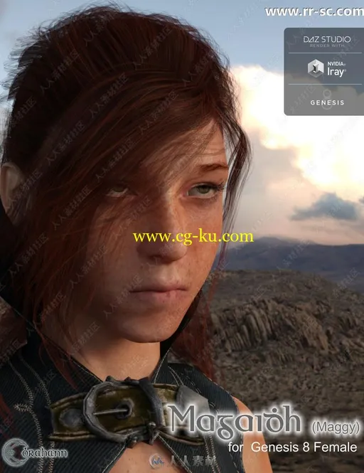8种精致妆容指甲逼真雀斑皮肤女性3D模型的图片1