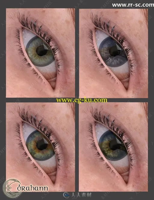 8种精致妆容指甲逼真雀斑皮肤女性3D模型的图片3