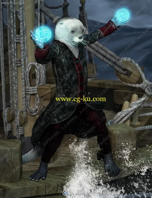 水獭拟人幻想世界多组皮毛场景姿势3D模型的图片1