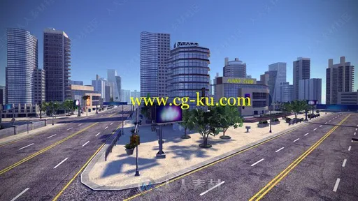 现代繁华灯火通明完整城市场景模型Unity游戏素材资源的图片2