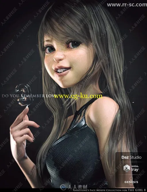 可爱卡通少女角色多种精致五官3D模型的图片1