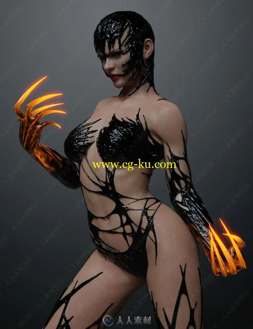 怪异个性不同颜色液体橡胶护甲女性套装3D模型合集的图片1