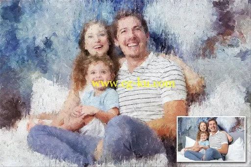高质量逼真朦胧个性调色板油画效果艺术特效PS动作的图片2