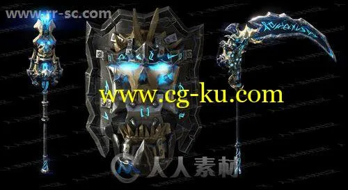 史诗级奇幻冒险游戏武器斧锤镰刀3D模型Unity游戏素材资源的图片3