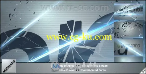 酷炫创意炸裂破碎裂纹风格LOGO动画演绎AE模板合集的图片1