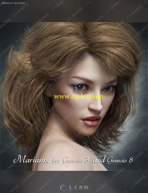 温柔大方女孩多组妆容姿势造型3D模型的图片1