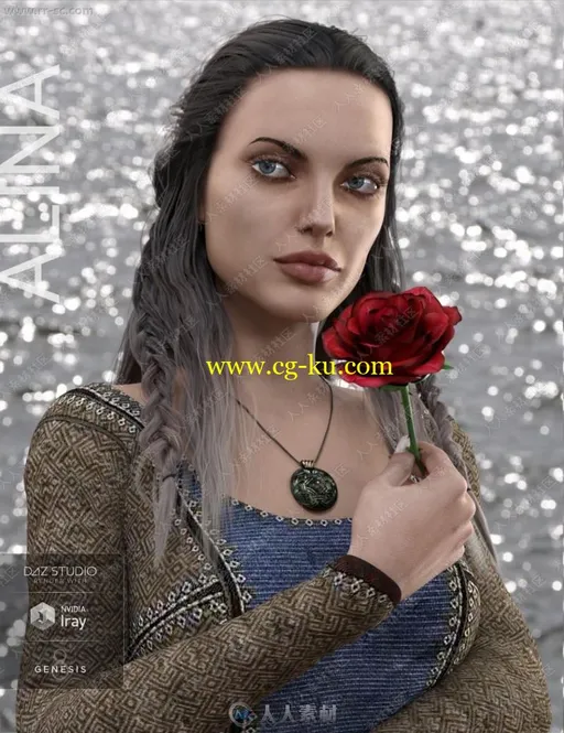 个性女孩艾琳娜多组眼唇指甲妆容服饰3D模型的图片1